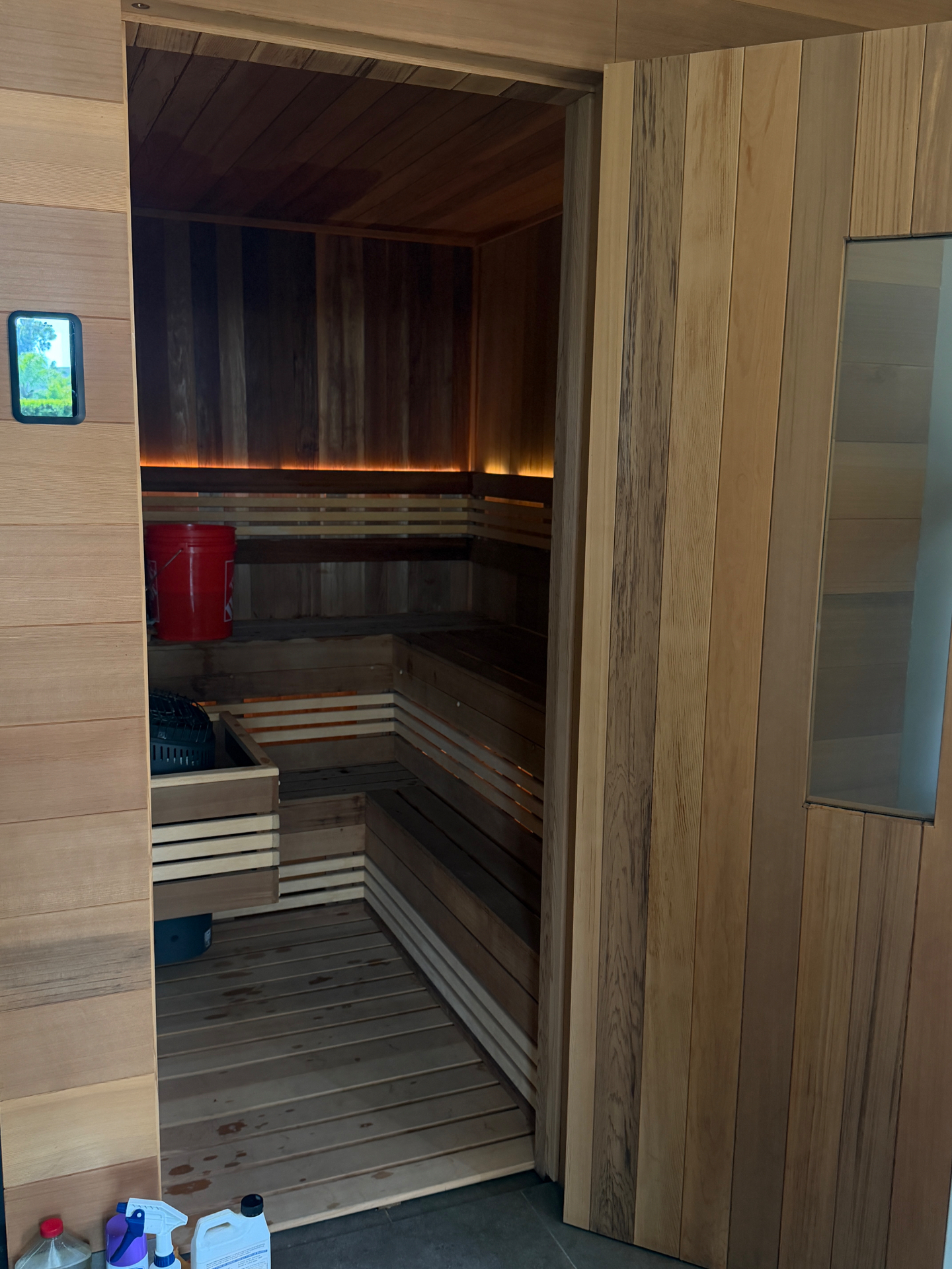 Custom cedar sauna refresh in Manhattan Beach — before